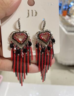 Black Red Long Earrings