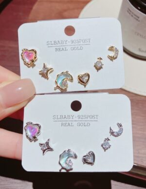 Silver Moon Star Heart Sets