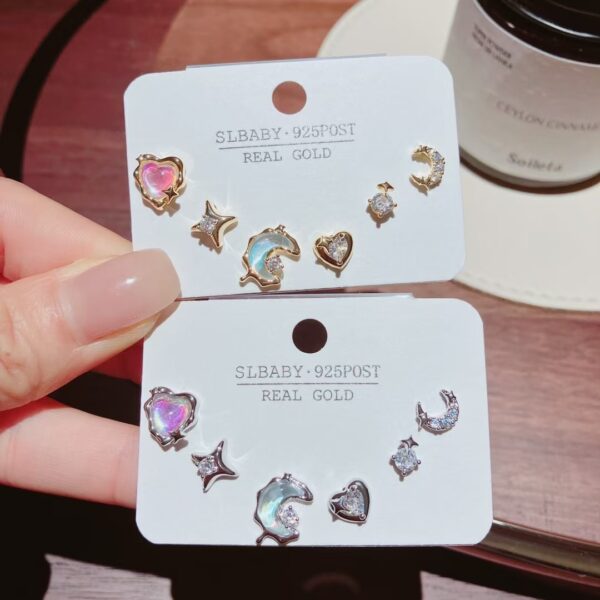 Silver Moon Star Heart Sets