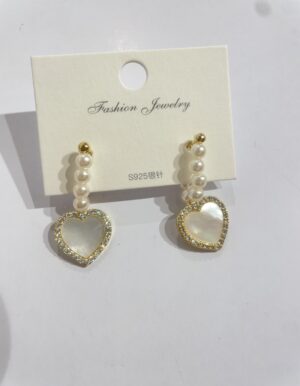 Seashells Heart Pearl Earrings
