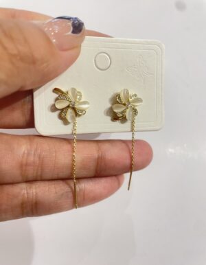 Opal Flower Thread Earrings