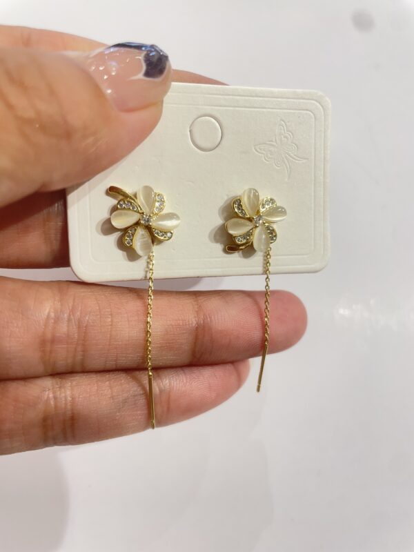 Opal Flower Thread Earrings