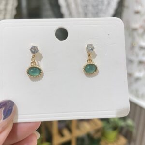 Golden Green Drop Earrings