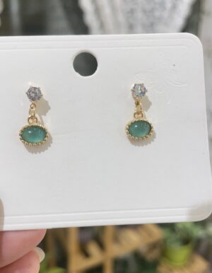 Golden Green Drop Earrings