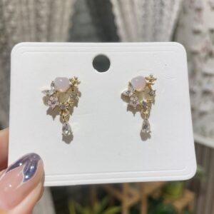 Purple Heart Flower Drop Earrings