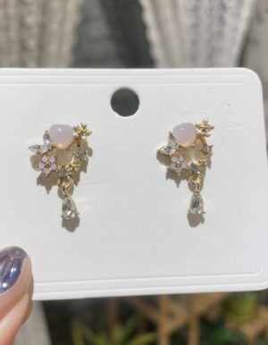 Purple Heart Flower Drop Earrings