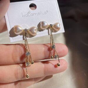 Shimmer Ribbon Hanging Earrings