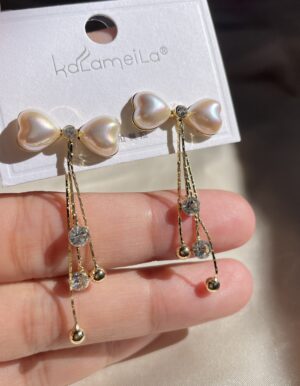 Shimmer Ribbon Hanging Earrings