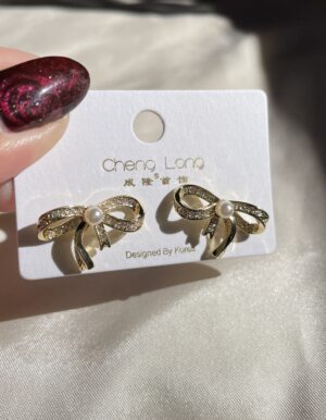 Full Stone Bow Earrings