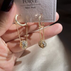 Hanging Full Stone Hoop Earrings