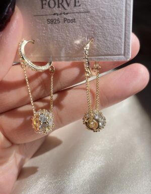 Hanging Full Stone Hoop Earrings