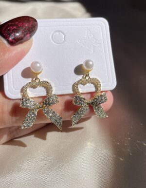 Full Stone Ribbon Earrings