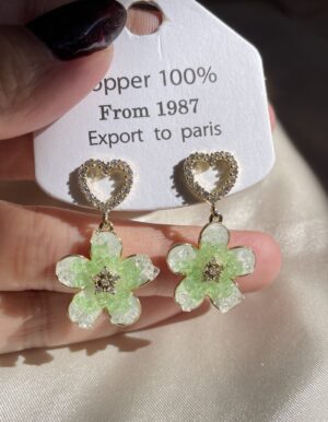 Green Stone Flower Earrings
