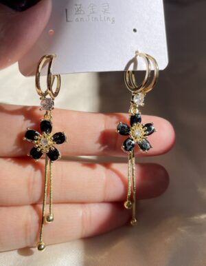 Black Flower Earrings