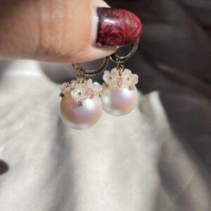 Flower Shimmer Pearl Hoops