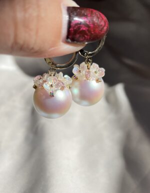 Flower Shimmer Pearl Hoops