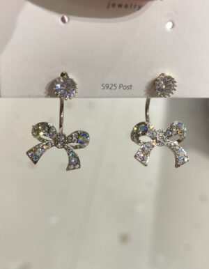 Colorful Rhinestones Bow Earrings