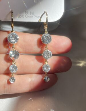 Full Stone Hanging Hoop Earrings