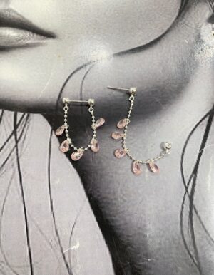 Pink Stone Drop Earrings