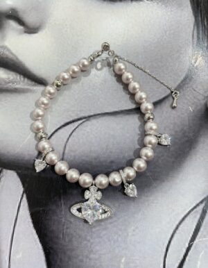 Pink Pearl Heart Saturn Bracelet