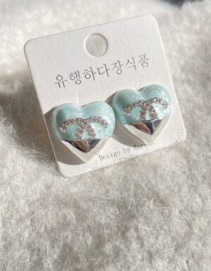 Mint Green Heart Earrings