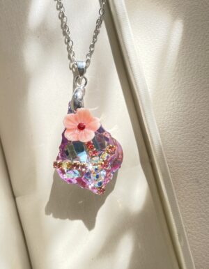 Pink Flower Crystal Necklace