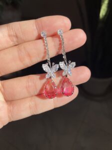VL Pink Stone Butterfly Earrings