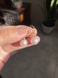 VL Golden Hoops Pearl Earrings