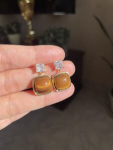 Gold Pated Square Earrings