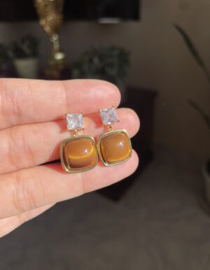 Gold Pated Square Earrings