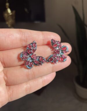 Full Stone Black Base Butterfly Earrings