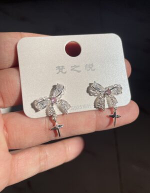 Pink Stone Bow Earrings