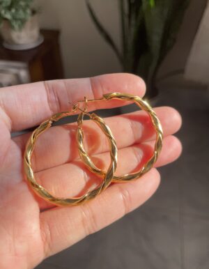 Golden Twisted Hoops