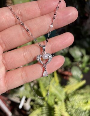 Heart Pearl Drop Necklace