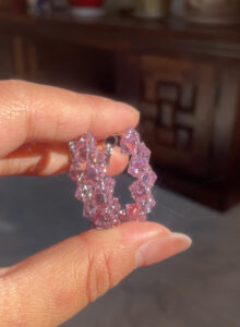 Pink Crystal Silver Hoops