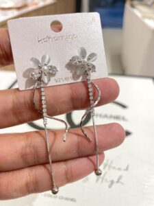 Silver Opal Flower Earrings