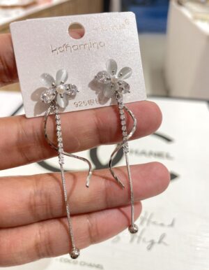 Silver Opal Flower Earrings