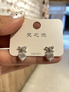 Silver Bow Heart Earrings