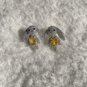 Full Stone Yellow Bunny Earrings