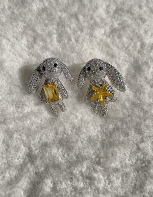 Full Stone Yellow Bunny Earrings