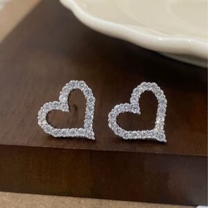 Full Rhinestone Heart Earrings