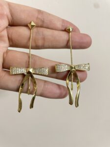 Full Stone Ribbon Earrings