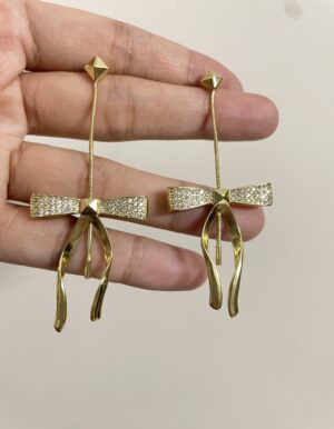 Full Stone Ribbon Earrings