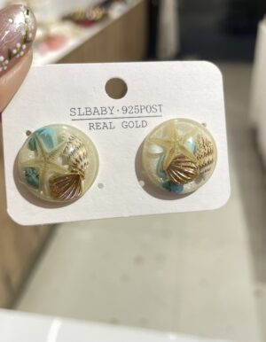 Blue Seashell Earrings