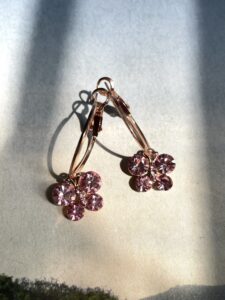 Pink Stone Butterfly Hoops