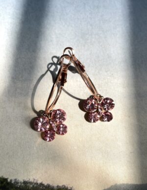 Pink Stone Butterfly Hoops