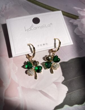 Green Flower Earrings