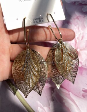 Golden Leaves Hoop Earrings