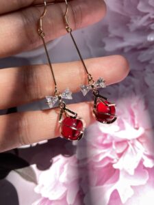 Korean Red Bow Earrings