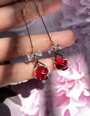 Korean Red Bow Earrings